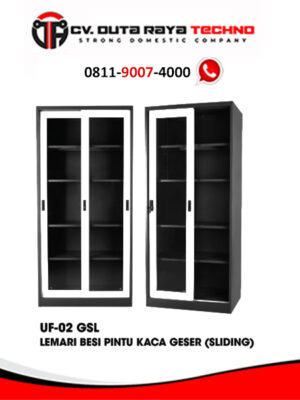 UNO LEMARI BESI PINTU KACA GESER (SLIDING) UNO UF-02 GSL