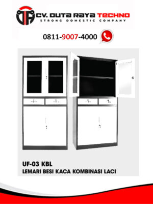 UNO LEMARI BESI KACA KOMBINASI LACI UNO UF-03 KBL
