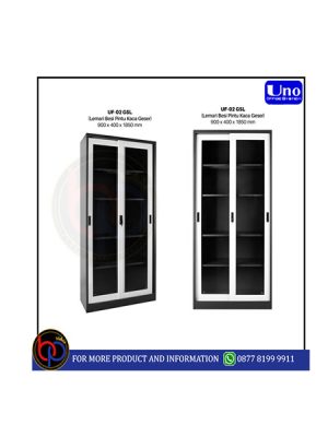 UNO LEMARI BESI PINTU KACA GESER (SLIDING) UNO UF-02 GSL