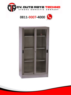 Lemari Kantor VIP Sliding Kaca V 602 LEMARI BESI PINTU SLIDING / GESER KACA VIP V 602